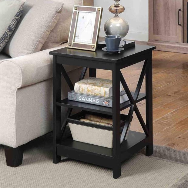 Sarantino Orson 2-Tier Bedside Table - Black Image 10