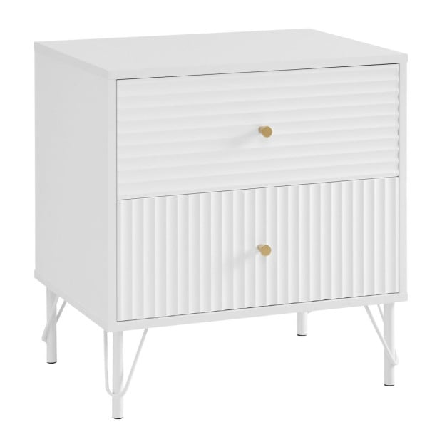 Sarantino Diego Bedside Table Night Stand with 2 Drawers - White Image 2