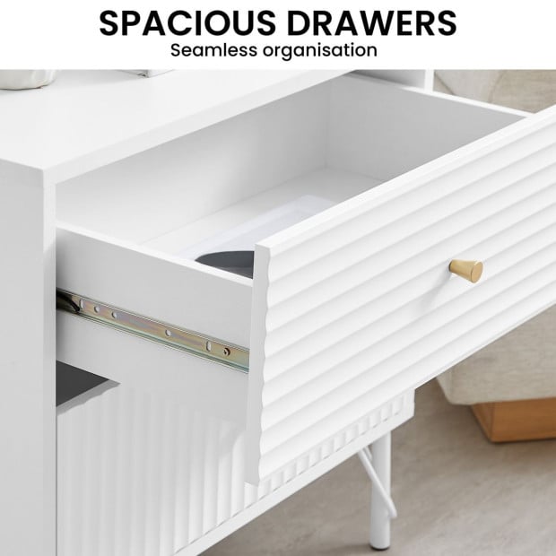 Sarantino Diego Bedside Table Night Stand with 2 Drawers - White Image 7