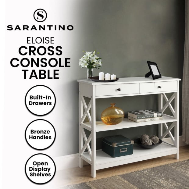 Sarantino Eloise Cross Console Table - White