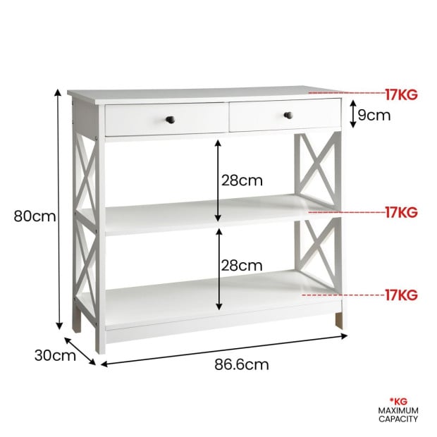 Sarantino Eloise Cross Console Table - White Image 4