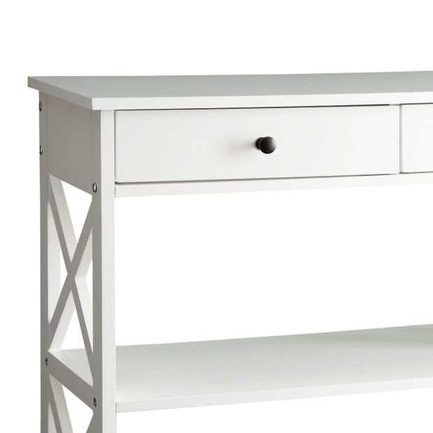 Sarantino Eloise Cross Console Table - White Image 5