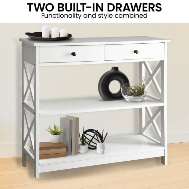 Sarantino Eloise Cross Console Table - White Image 8