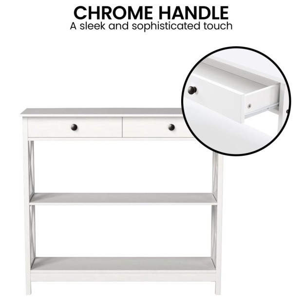 Sarantino Eloise Cross Console Table - White Image 9
