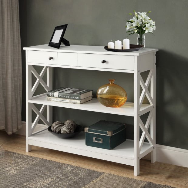 Sarantino Eloise Cross Console Table - White Image 11
