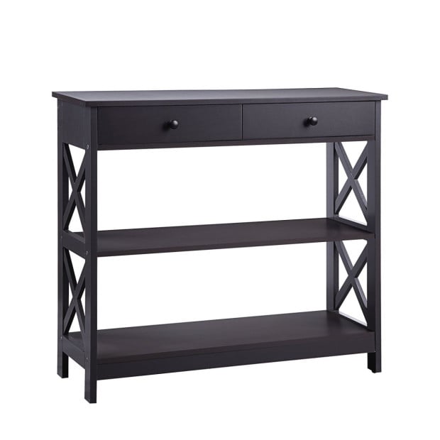 Sarantino Eloise 3-Tier Cross Console Table in Espresso Image 2