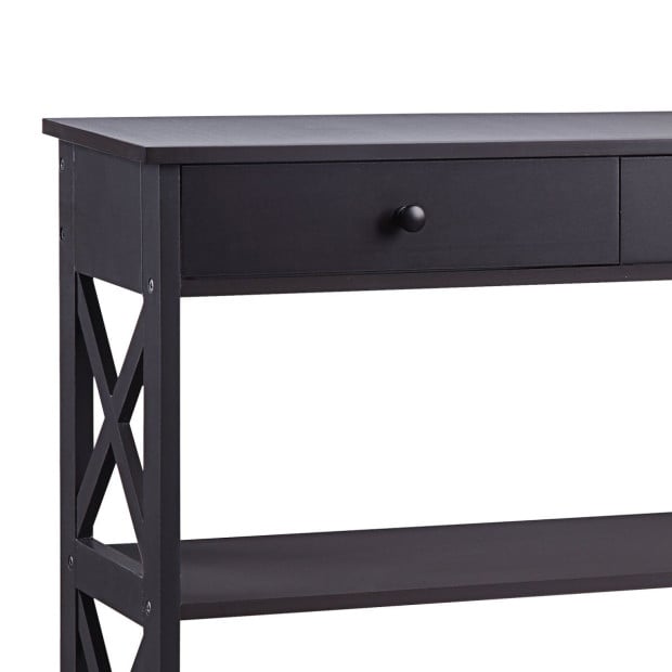 Sarantino Eloise 3-Tier Cross Console Table in Espresso Image 5