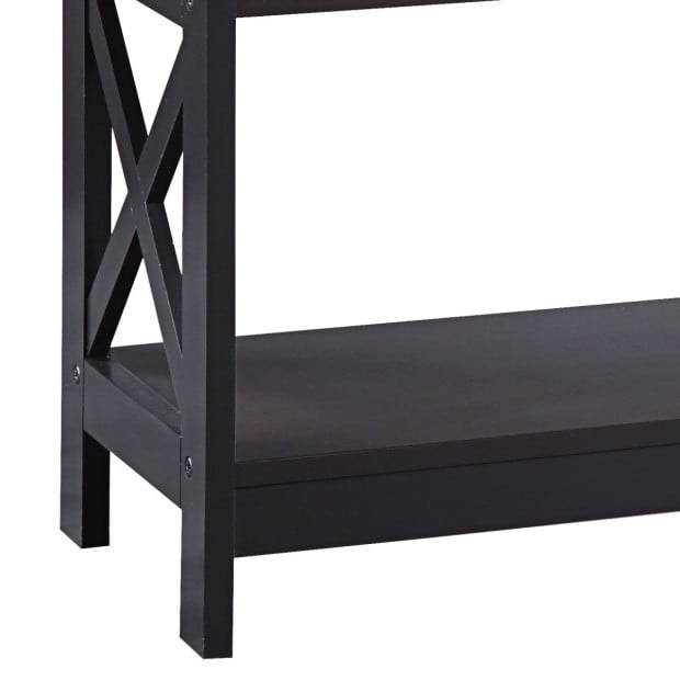 Sarantino Eloise 3-Tier Cross Console Table in Espresso Image 7