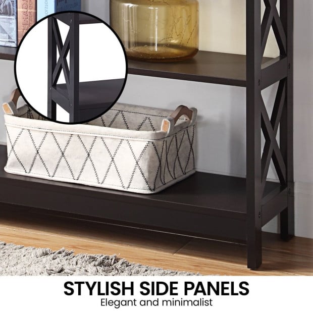Sarantino Eloise 3-Tier Cross Console Table in Espresso Image 10