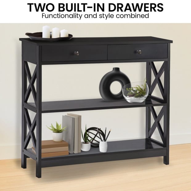 Sarantino Eloise Cross Console Table - Black Image 8