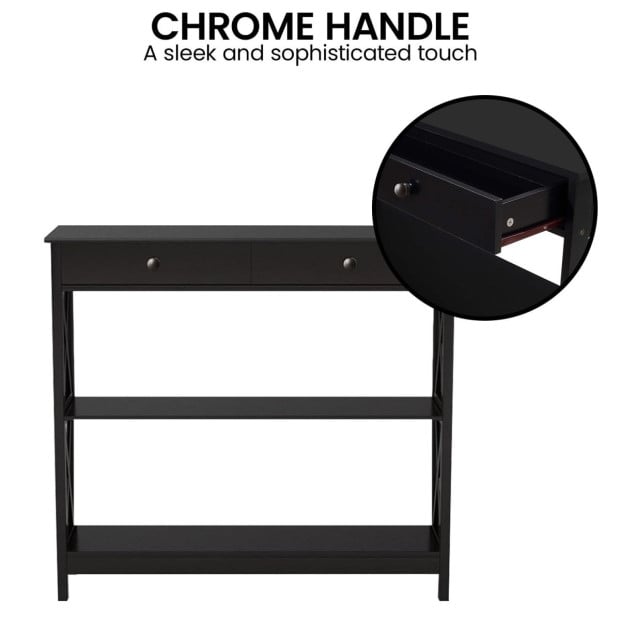 Sarantino Eloise Cross Console Table - Black Image 9