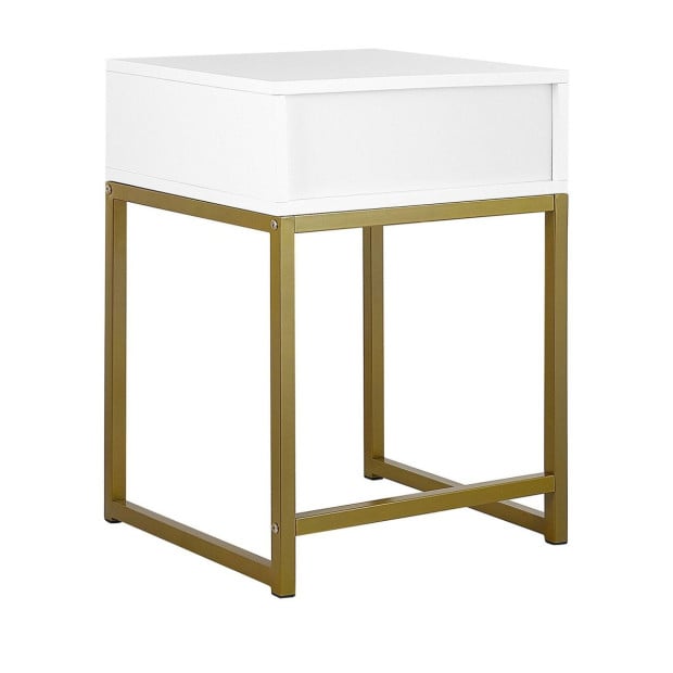 Sarantino Emilia Bedside Table Night Stand - White/Gold Image 5