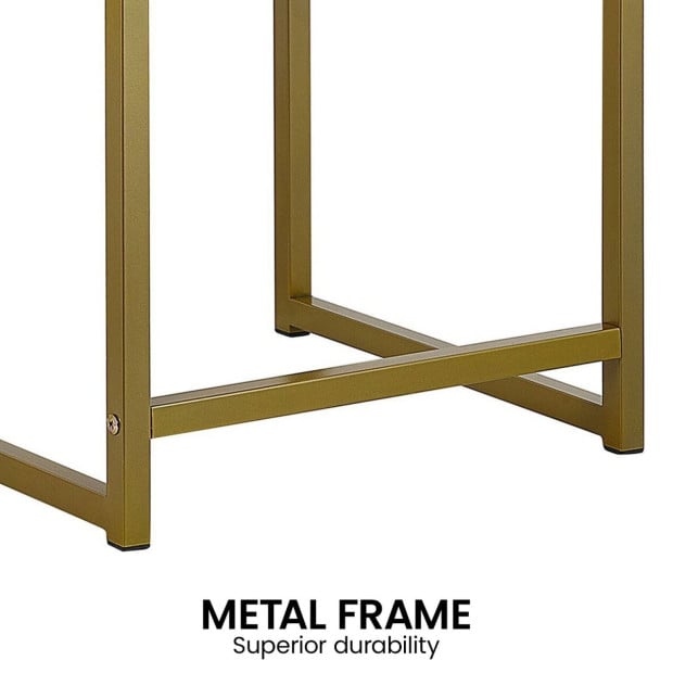 Sarantino Emilia Bedside Table Night Stand - White/Gold Image 7
