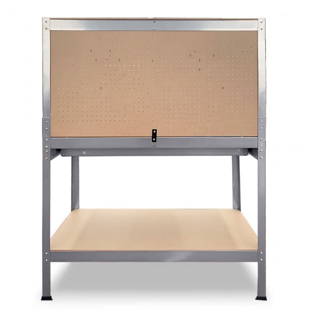 2-Layered Work Bench Garage Storage Table Tool Shop Shelf Silver Image 6