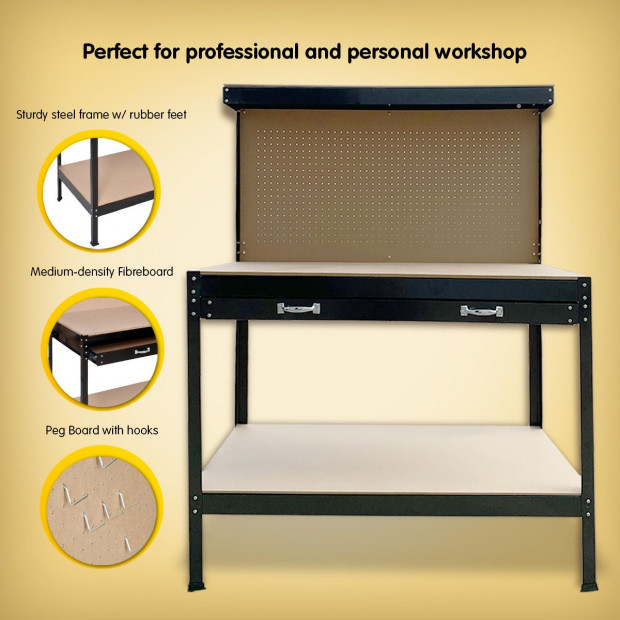 2-Layer Work Bench Garage Storage Table Tool Shop Shelf Image 3