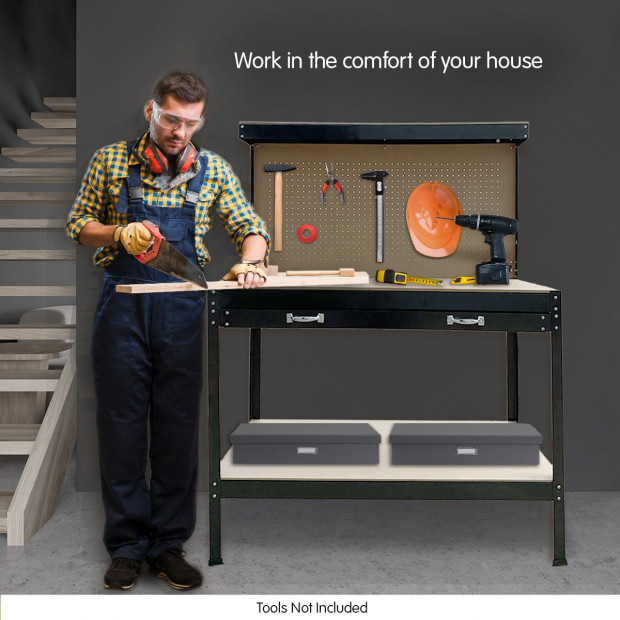 2-Layer Work Bench Garage Storage Table Tool Shop Shelf Image 4