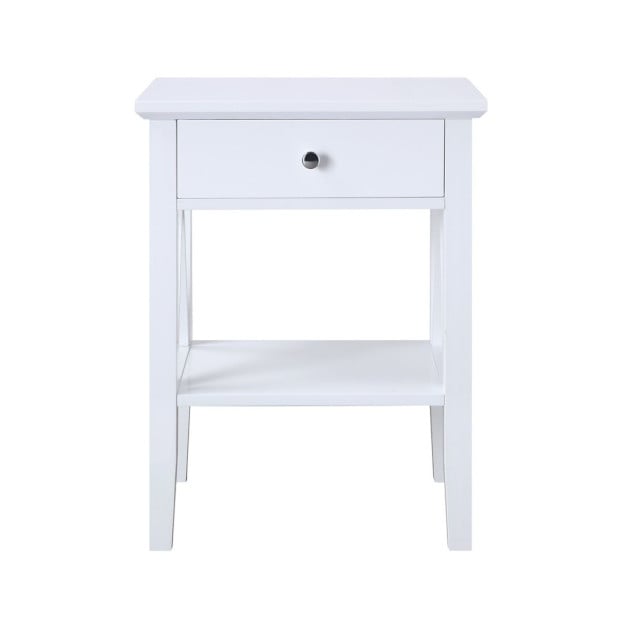 Sarantino Greta Bedside Table with Drawer - White Image 3