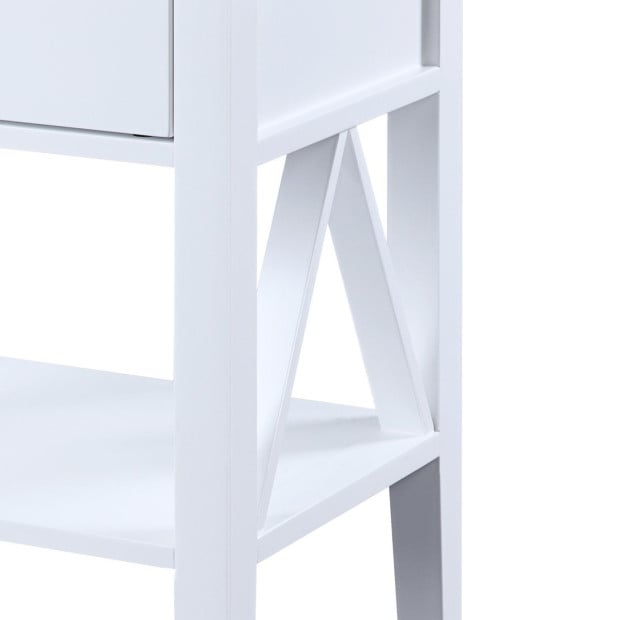 Sarantino Greta Bedside Table with Drawer - White Image 8
