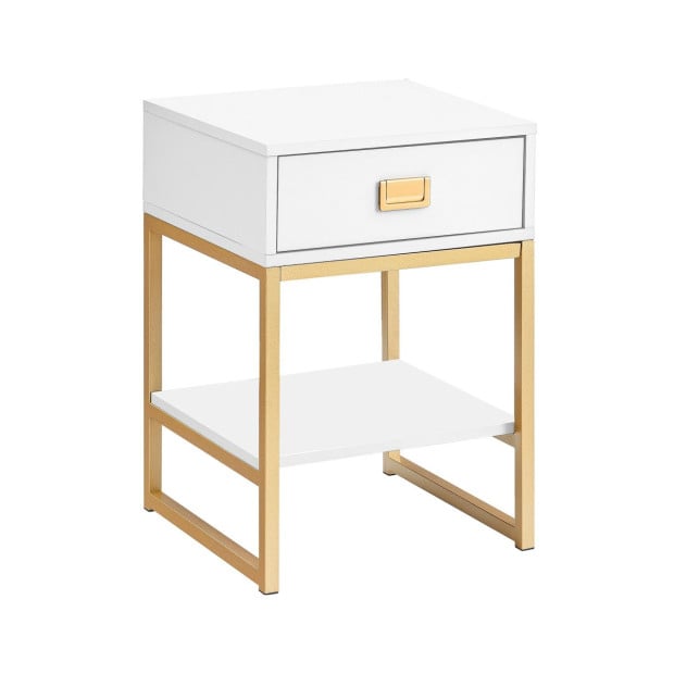 Sarantino Alessia Bedside Table - White/Gold Image 2