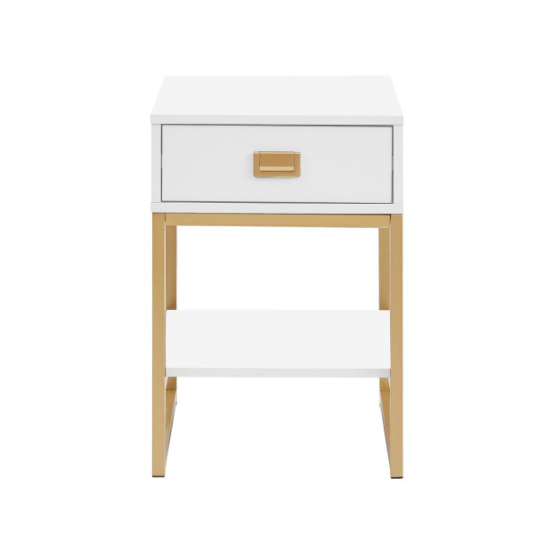 Sarantino Alessia Bedside Table - White/Gold Image 3