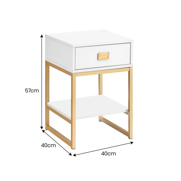 Sarantino Alessia Bedside Table - White/Gold Image 4