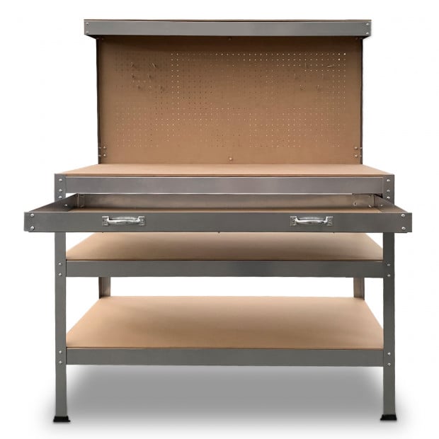 3-Layered Work Bench Garage Storage Table Tool Shop Shelf Silver Image 10