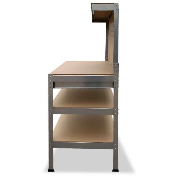3-Layered Work Bench Garage Storage Table Tool Shop Shelf Silver Image 11