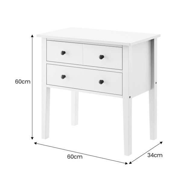 Sarantino Sven Bedside Table Night Stand - White Image 4