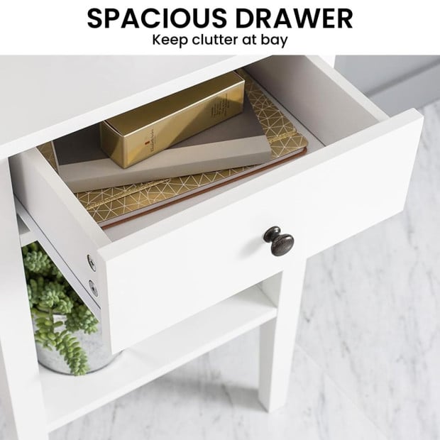Sarantino Rue Bedside Table in White Image 8