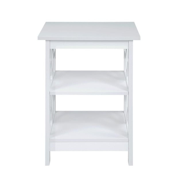 Sarantino Oliver 2-Tier Bedside Table - White Image 3