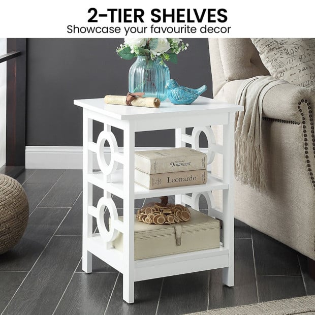 Sarantino Oliver 2-Tier Bedside Table - White Image 6