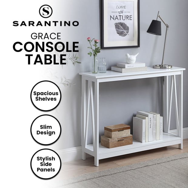 Sarantino Grace A-Frame Console Table in White