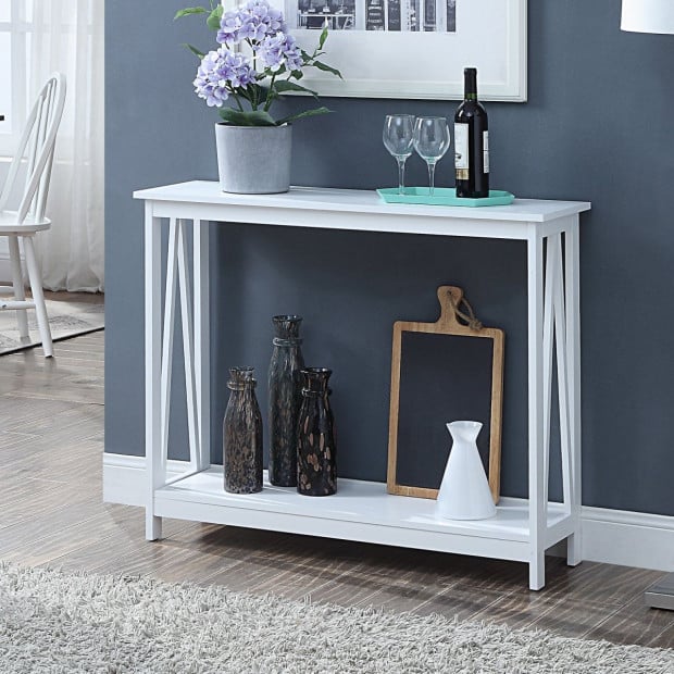 Sarantino Grace A-Frame Console Table in White Image 9