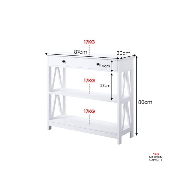 Sarantino Ezra Console Table in White Image 4