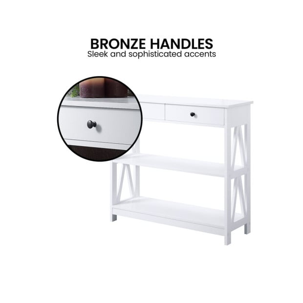 Sarantino Ezra Console Table in White Image 9
