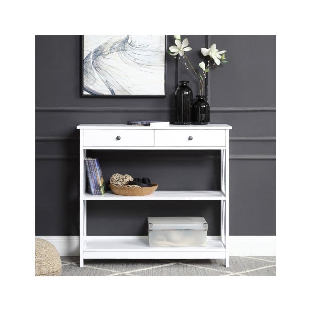 Sarantino Ezra Console Table in White Image 11
