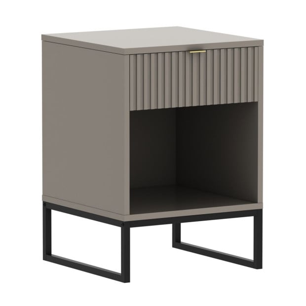 Sarantino Elton Fluted Bedside Table - Grey Image 2