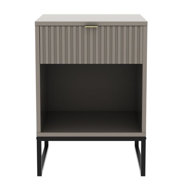 Sarantino Elton Fluted Bedside Table - Grey Image 3