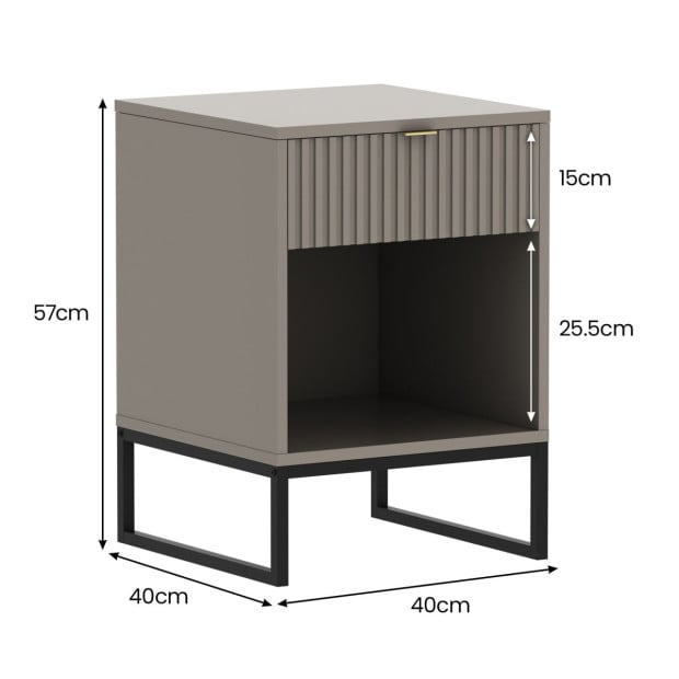 Sarantino Elton Fluted Bedside Table - Grey Image 4