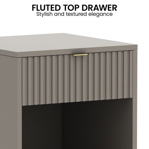 Sarantino Elton Fluted Bedside Table - Grey Image 7