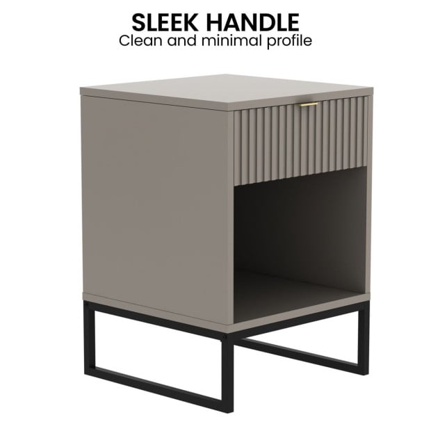 Sarantino Elton Fluted Bedside Table - Grey Image 8