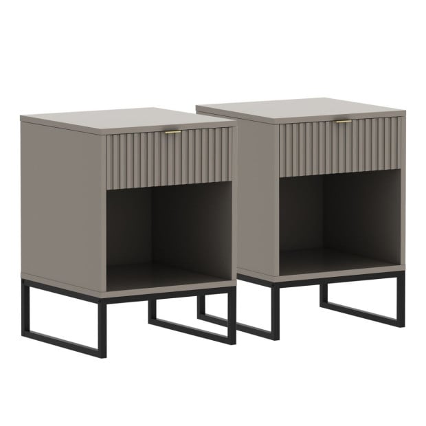 Sarantino Elton Fluted Bedside Table - Grey Image 10