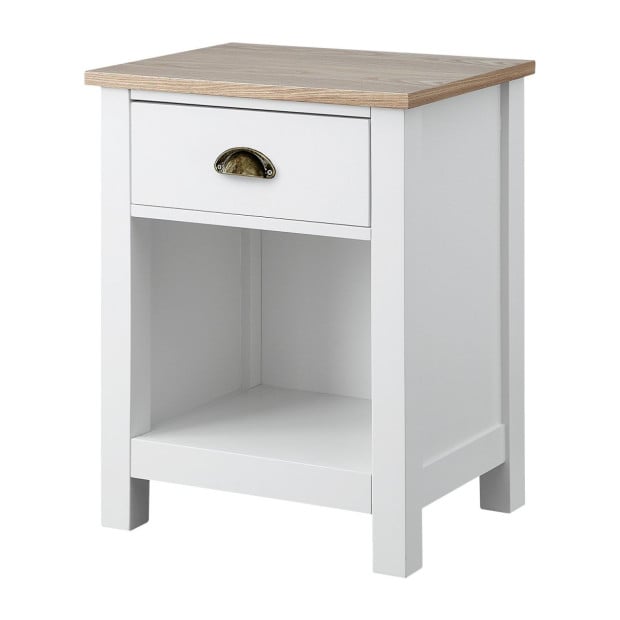 Sarantino Thea Bedside Table - White/Natural Image 2