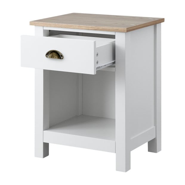 Sarantino Thea Bedside Table - White/Natural Image 3