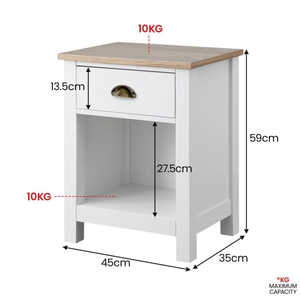 Sarantino Thea Bedside Table - White/Natural Image 4
