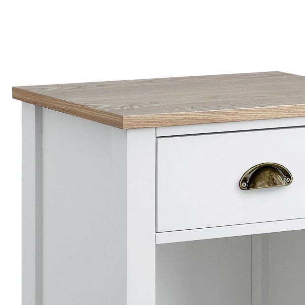 Sarantino Thea Bedside Table - White/Natural Image 5
