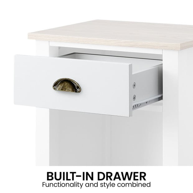 Sarantino Thea Bedside Table - White/Natural Image 6