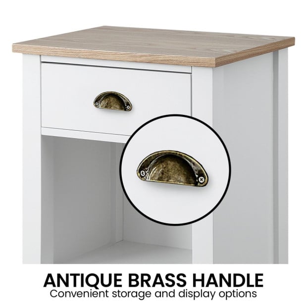 Sarantino Thea Bedside Table - White/Natural Image 8
