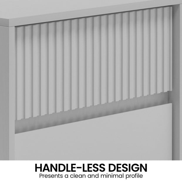 Sarantino Hans Fluted 2-Drawer Bedside Table - Grey Image 7