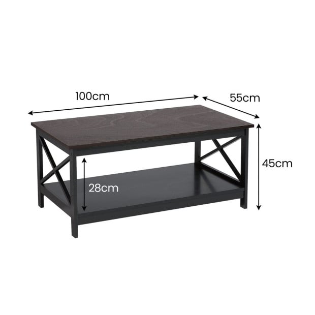 Sarantino Irene Black Cross Coffee Table Image 3